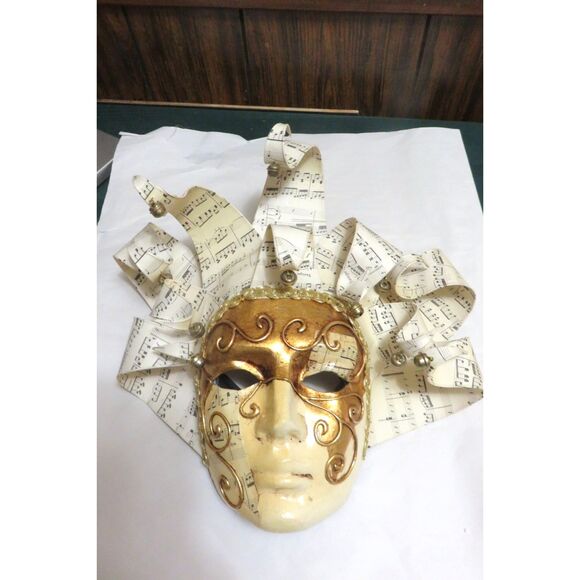 Vtg Atelier Marega Music Jester Venetian Italy Mask Masquerade Mardi Gras - Picture 1 of 7
